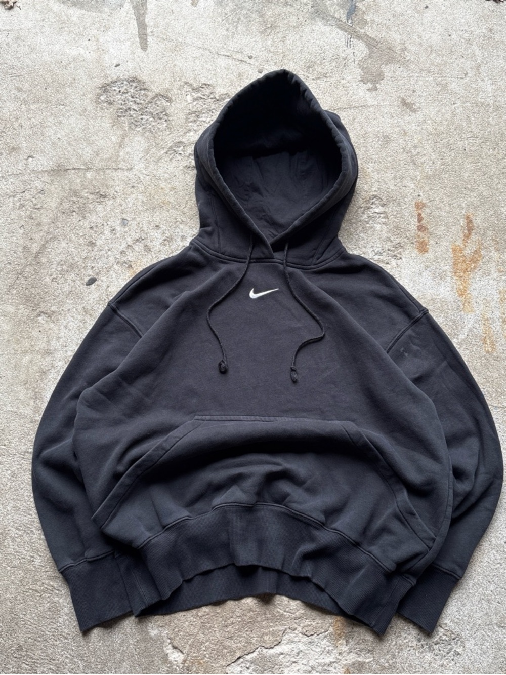Nike Men's Black Hooded Sweatshirt with center Swoosh Logo